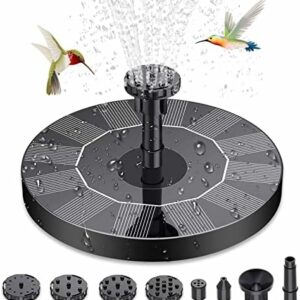 Solar Fountain, 6.3" Solar Fountain Pump for Bird Bath, Solar Water Fountain with 6 Nozzles and Fixer, Solar Bird Bath Fountains for Outdoors, Fish Tank, Garden, Pond, Pool and Aquarium