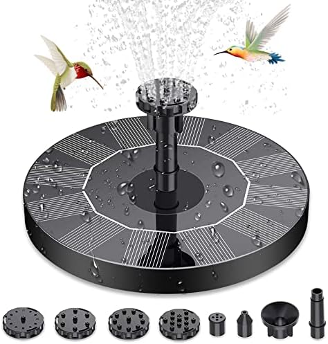 Solar Fountain, 6.3" Solar Fountain Pump for Bird Bath, Solar Water Fountain with 6 Nozzles and Fixer, Solar Bird Bath Fountains for Outdoors, Fish Tank, Garden, Pond, Pool and Aquarium