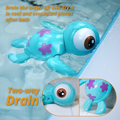 DUCKBOXX XX Bath Toys Wind up Swimming Sea Turtles for Kids 18M+ (Blue) - Image 3