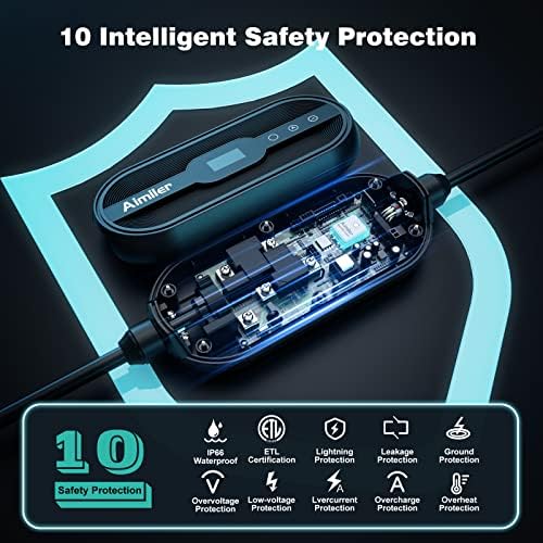 Aimiler Level 2 Electric Vehicle (EV) Charger(32Amp, 220V-240V, NEMA 14-50 Plug), 25ft Premium Cable, Portable Indoor/Outdoor EVSE SAE J1772 EV Car Charging Station w/Start Charge Timer, WiFi Enabled - Image 8