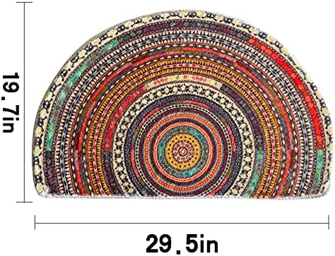 WERGHJ Half Round Door Mat,Semi Circle Bathroom Floor Rug,Mandala Boho Bohemian Non-Slip Welcome Entrance Way Absorbent Bath Mat,Microfiber Tufted Indoor Rug for Kitchen Living Room (Multicolor)… - Image 3