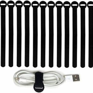 200PCS Reusable Fastening Cable Ties, 6-Inch Cable Straps Cable Management, Multi-Purpose Hook & Loop Cord Organizer Wire Ties, Adjustable Cable Organizer Cord Ties, Microfiber Cloth Straps, Black