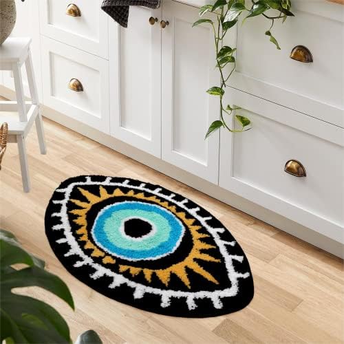 LIVEBOX Evil Eye Bathroom Rug, 20''x32'' Soft Absorbent Bath Mat Washable Microfiber Bath Rugs for Shower, Non-Slip Black Kitchen Rug Thick Shaggy Bathroom Mat for Tub - Image 7
