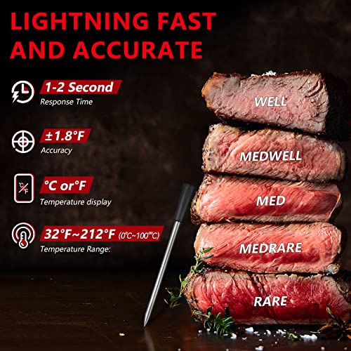 AIRMSEN Wireless Meat Thermometer, Smart Bluetooth Meat Thermometer with 165ft Wireless Range Fast Precise, IPX7 Waterproof Food Thermometer for Cooking, BBQ, Kitchen, Smoker, Grill, Rotisserie - Image 3