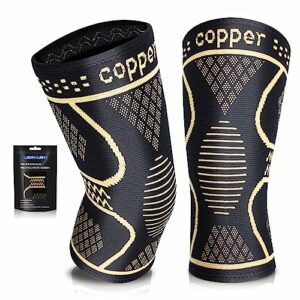 Copper Knee Braces for Knee Pain Women & Men, 2 Pack Knee Brace Compression Sleeve, Best Knee Support for Running, Working Out, Weightlifting, Knee Pain, Meniscus Tear, ACL & Arthritis Pain Relief - Knee Sleeves