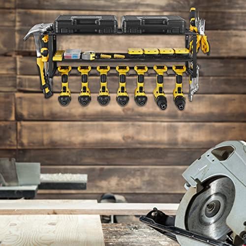 FOTEEMO Power Tool Organizer For Tool Storage, Heavy Duty Garage Wall Tool Storage Organizer 7 Drills Holders Organizers And Storage Household Wall Mount Utility Organizer Rack For Men (Black) - Image 6