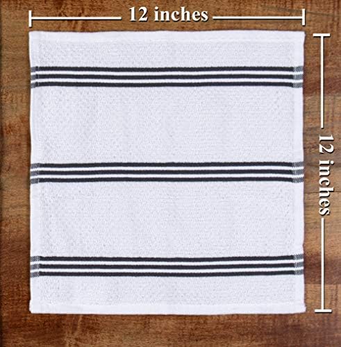 Kitchen Towels Dishcloths 100% Cotton, Set of 8, Gray and White Dish Cloth Towels, Tea Towels, Reusable and Absorbent Cleaning Cloths, Oeko-Tex Cotton, 12 in x 12 in - Image 6