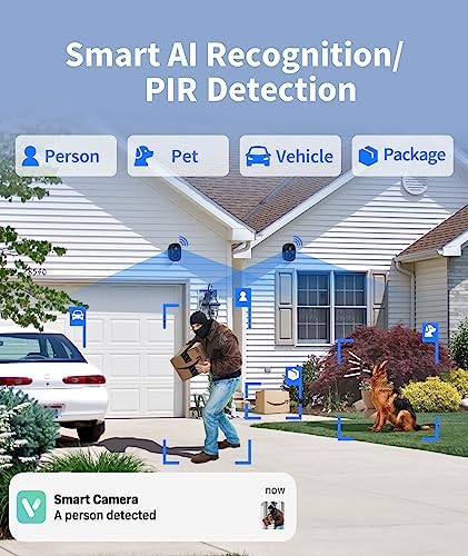 Wireless Outdoor Security Camera Kit, 1080P Outdoor Camera w/ Color Night Vision, AI & PIR Motion Detection, Easy to Install, 2-Way Talk, Cloud/SD, Battery Powered Security Camera Set for Home, Black - Image 4
