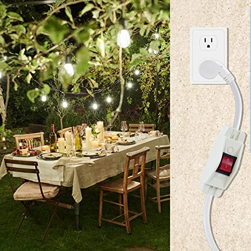 Short Power Extension Cord with On Off Switch - 2FT Flat Plug Short 3Prong Extension Cord with Inline Switch Waterproof, 1875W Heavy Duty White SJTW 14AWG Grounded 15A AC Electrical Extension Cord - Image 7