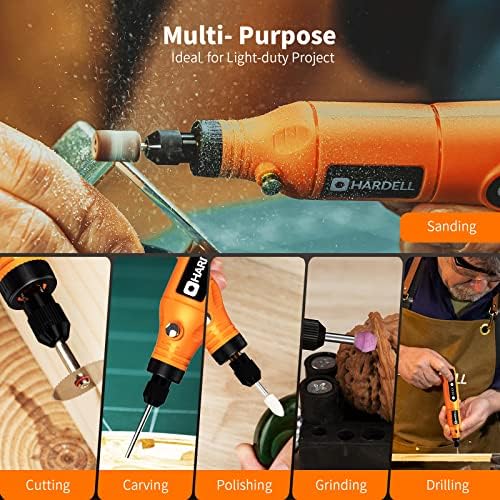 HARDELL Mini Cordless Rotary Tool, 5-Speed and USB Charging Rotary Tool Kit with 61 Accessories, Multi-Purpose 3.7V Power Rotary Tool for Sanding, Polishing, Drilling, Etching, Engraving, DIY Crafts - Image 6