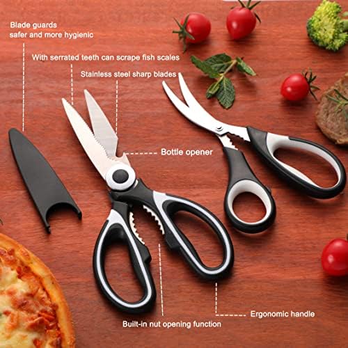 OMDAR 3 Pack Kitchen Scissors - Lifetime Replacement Warranty- Heavy Duty Stainless Steel Cooking Shears for Cutting Meat, Food, Fish, Poultry Multipurpose Sharp Sissors - Image 3