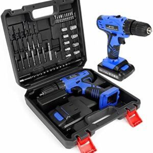 Portable Power Drill Set with 37PCS Drill Bit,21V Cordless Drill Driver Kit with Battery and Charger,Jar-owl Home Tool Set with Electric Drill for Men Women Garden Office Repair Maintain-Blue