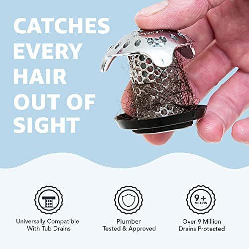 TubShroom Ultra Revolutionary Bath Tub Drain Protector Hair Catcher/Strainer/Snare Stainless Steel, 1-Pack, Silver - Image 2