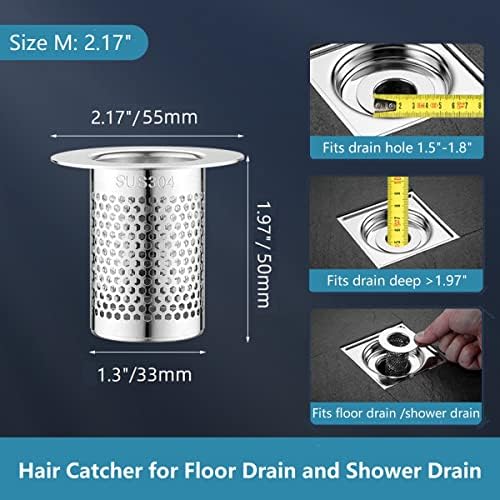 CNSZNAT 3-Pack Hair Catcher Shower Drain Strainer, Floor Drain Strainer, Stainless Steel Sink Strainer for Bathroom Washbasin Bathtub Drain, Fit Hole Size from 1.25" to 2.17" - Image 6