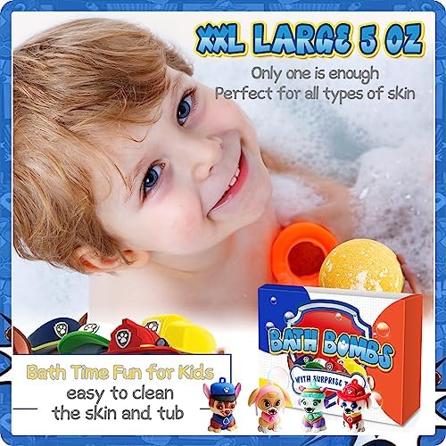 Bath Bombs for Kids with Surprise Inside: Supbec XXL Organic Bath Bombs Gift Set Rich in Natural Essential Oils, Paw Dog Bath Bombs for Dry Skin Moisturize, Gifts for Kids Boys Girls (6 Pcs, 5 OZ) - Image 4