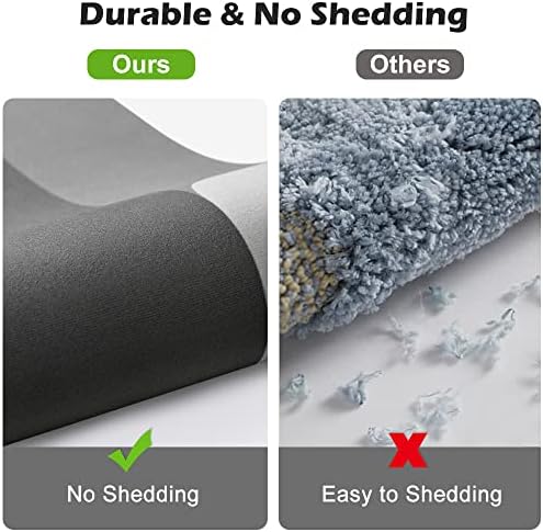 Kmson 2 Piece Bath Mat Set , Napa Skin Non Slip Ultra Soft and Super Absorbent Diatomite Bathroom Rugs, Dirt Barrier Quick Dry Floor Door Mat Kitchen Rug Grey - Image 5