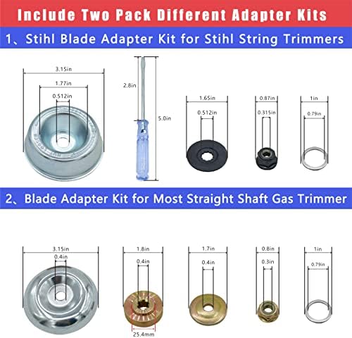 NeJesZoe 9" x 36Teeth Carbide Tip Blades Trimmer Cutter Brush Weed Eater Blade Compatible for Husqvarna, Stihl String Trimmer, Lawnmower (2 Blades&2 Pack Different Blade Adapter Kits) - Image 4