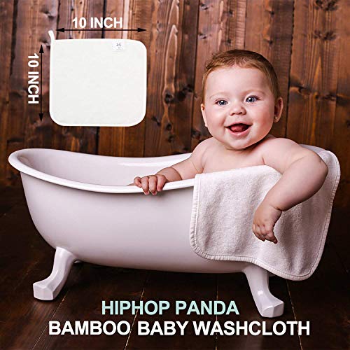 HIPHOP PANDA Bamboo Baby Washcloths - 2 Layer Soft Absorbent Newborn Bath Face Towel - Natural Baby Wipes for Delicate Skin - Baby Registry as Shower(6 Pack) - Image 4