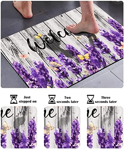 LMSM Lavender Bathroom Rugs, Purple Indoor Front Door Mats for Enterway Floor, Absorbent Quick Dry Non-Slip Kitchen Floor Mats for Bathtub Shower Sink 16×24 Inch - Image 3