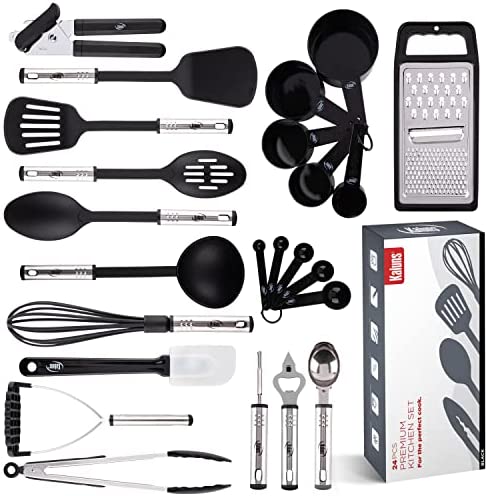 Kitchen Utensils Set Cooking Utensil Sets Kitchen Gadgets, Pots and Pans set Nonstick and Heat Resistant, 24 Pcs Nylon and Stainless Steel, Spatula Set, Kitchen, Home, House, Essentials & Accessories