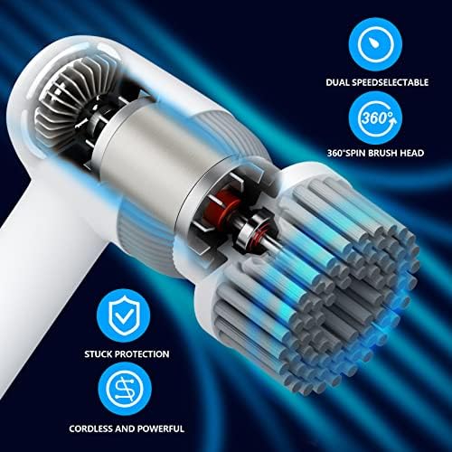 Salate Cordless Electric Spin Scrubber, Electric Cleaning Brush Scrubber Replaceable Cleaning Heads Handheld, Power Shower Scrubber Cleaning with LED Display for Tub Floor Tile Window Kitchen - Image 4