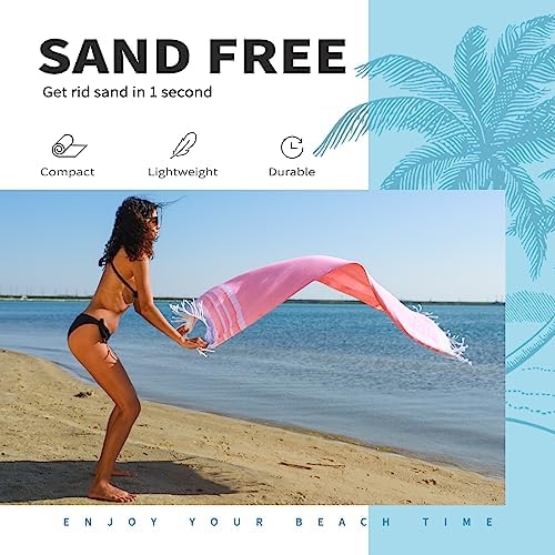 2 Packs Cotton Oversized Turkish Beach Towels 74"x38" Soft Absorbent Quick Dry Sand Free Thin Towel Bath Pool Swim Extra Large Adult Travel Essentials Cruise Accessories Blanket Clearance Necessities - Image 3