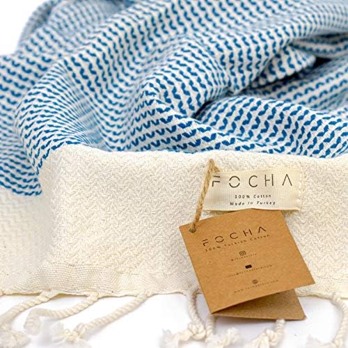 FOCHA Turkish Hand Towels Set of 2 | 100% Cotton, Quick-Dry, Soft Decorative Hand Towels for Bathroom, Kitchen, Bath, Hair, Face,Gym, Yoga, Dishcloth, Tea,Farmhouse | 18x38 Boho Towels (Turquoise) - Image 3
