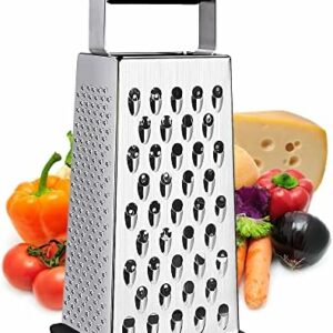 Cheese Grater, Box Grater for Cheese Stainless steel Vegetable Slicer Food Shredder 4-Sided Convenience Gadgets for kitchen