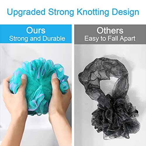 AmazerBath Loofah Sponge 75g/Piece, Exfoliating Bath Sponge Body Scrubber - Loofa Set of 4 Flower Color (Large, Green-Purple) - Image 4