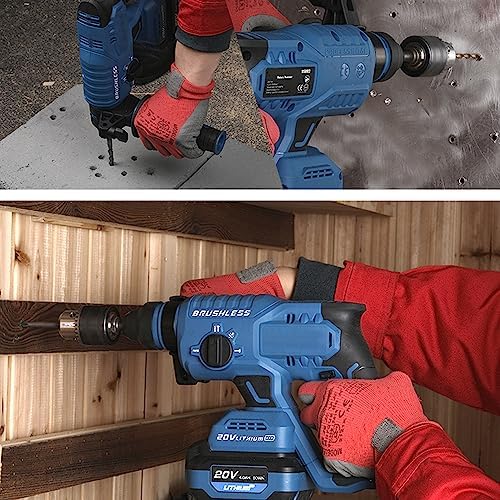 Weytoll Cordless Hammer Drill, 20V 4.0AH Lithium Heavy Duty Demolition Hammer SDS Plus Rotary Hammer, Point Chisel, Flat Chisel, Cordless Hammer Kit - Image 6