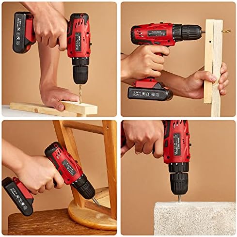 DD dedeo Tool Set with Drill, Cordless Hammer Drill Tool Kit 110Pcs Household Power Tools Drill Set with 21V Li-Ion Battery & Charger for Home Tool Kit - Image 7