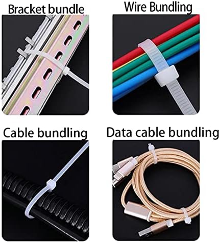ZFCZR Zip Ties, 200pcs White Zip Ties 8 Inch, Plastic Ties Small Zipties Cable Tie Wraps, Multi-Purpose Cable Management Ties, Self-Locking Ziptie for Office and Home(Can bear 40lb) - Image 5