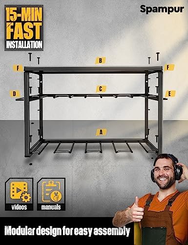 Power Tool Organizer, 8 Drill Holders Wall Mount, 3 Layer Heavy Duty Metal Storage for Garage Organization, Tools Shelves with Screwdriver Holder/Plier Holder/Hammer Holder Men Father's Day Gifts - Image 4