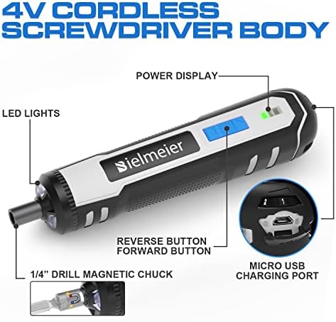 Bielmeier 4V Cordless Electric Screwdriver Kit, 6 Speed Adjustment, 44 Accessories Plus Flex Shaft, Battery Rechargeable, LED Light, Automatic Portable Wireless Power Screw Driver for Small Projects - Image 5