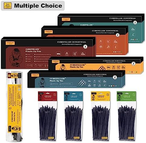 Cubefeller Zip Ties, | 12"+8"+6"+4" / 400 PCS /, Black Zip Ties with 50 Pounds Tensile Strength, Plastic Tie,Self-Locking Nylon Zip Ties for Indoor and Outdoor,Cable Ties in resealable bag - Image 7