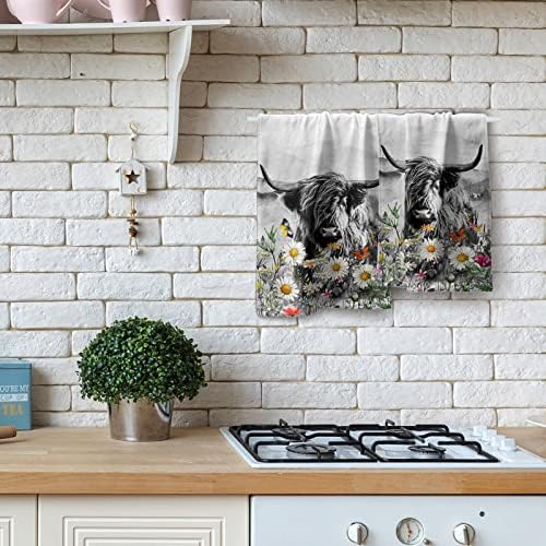 Giwawa Farm Cow Hand Towels Scottish Bull Soft Thin Bath Towel Set of 2 Cotton Luxury Kitchen Washcloths for Bathroom Home Gym Hotel Sport - Image 8