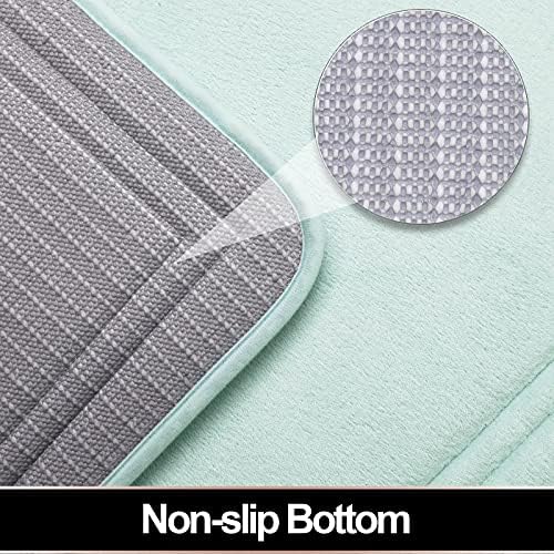 ITSOFT Memory Foam Bath Mat Non Slip Absorbent Super Cozy Velvet Bathroom Rug Carpet, Machine Washable, 24 x 16 Inches Spa Blue - Image 3