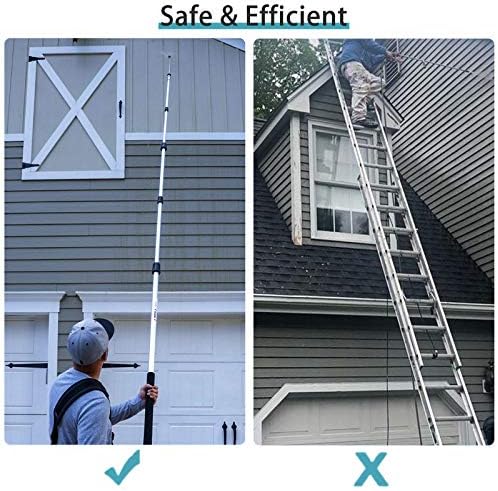 jOYjOB 24ft Pressure Washer Extension Wand with Brush Nozzle Tips Belt Harness and Gutter Cleaner, Commercial Grade Telescoping Power Washer Wand - Image 4