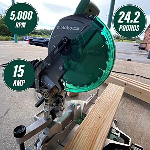 Metabo HPT 10-Inch Compound Miter Saw | 0-52 Degrees Miter Cutting Range (Left/Right) | 0-45 Degrees Bevel Cutting Range (Left) | 15-Amp Motor | Includes 10-Inch 24T TCT Saw Blade | C10FCGS - Image 2