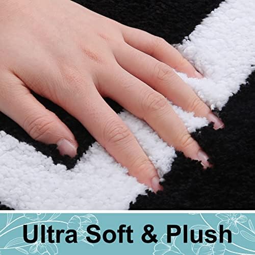 Kitinjoy Luxury Bathroom Rug Mat, Super Soft Water Absorbent Microfiber Bath Rug, Non Slip Plush Shaggy Bath Carpet, Machine Wash Dry, Bath Mats for Bathroom Floor, Tub and Shower, 17 x 47, Black - Image 2