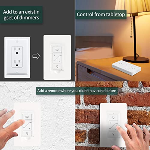 Nexete Smart Wireless Light Switch and Receiver Kit,Brightness Adjustable,100ft RF Range No Wiring Mini Remote Control with Wall Plate,Voice Control,Bluetooth Work with Amazon Alexa (2 Wall Switches) - Image 8