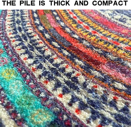 WERGHJ Half Round Door Mat,Semi Circle Bathroom Floor Rug,Mandala Boho Bohemian Non-Slip Welcome Entrance Way Absorbent Bath Mat,Microfiber Tufted Indoor Rug for Kitchen Living Room (Multicolor)… - Image 7