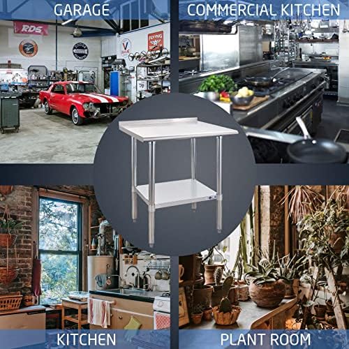 Profeeshaw Stainless Steel Prep Table NSF Commercial Work Table with Backsplash and Undershelf for Kitchen Restaurant 24×30 Inch - Image 7