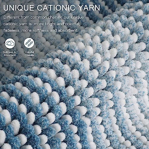 BSICPRO Bathroom Rugs and Mats Sets, 2 Piece Thick Absorbent Chenille Bath Mat Rug Set Non Slip, Soft Shaggy Bath Room Floor Mats for Bathroom, Machine Washable (20" x 47" Plus 16" x 24", Sky Blue) - Image 2