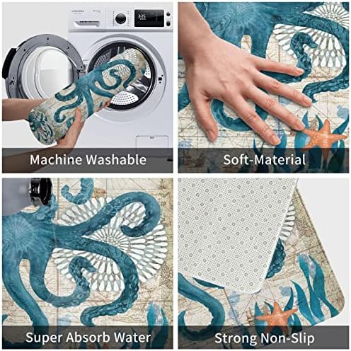 Octopus Map Bathroom Rug Mat Non-Slip Comfortable Bath Rug Carpet for Kitchen, Shower, Bath Room, Living Room One Size - Image 4