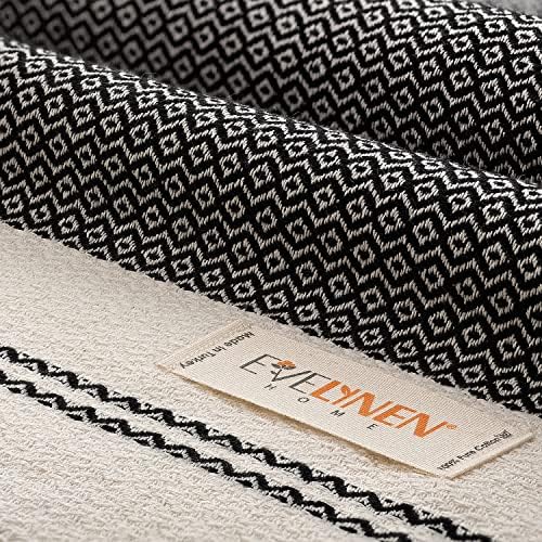 Evelynen Turkish Hand Towels for Bathroom & Kitchen Towels Decorative Set of 2 | Boho Farmhouse Hand Towels with Hanging Loops for Face, Tea, Dish, Kitchen & Bath |%100 Cotton (16" x 32" - Black) - Image 7