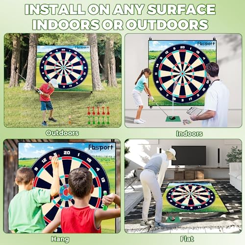 FBSPORT Golf Chipping Game with Sticky Balls and Darts, Chipping Golf Game Mat Indoor Outdoor Games, Golf Game Set for Children Over 3 Years Old and Adults (Includes Golf Clubs) - Image 4