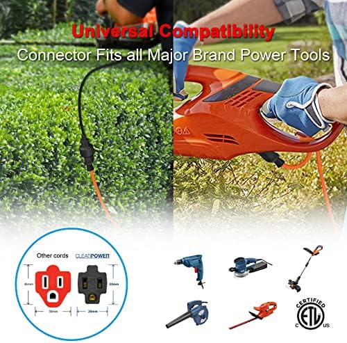 Clear Power 25 ft Outdoor Extension Cord 16/3 SJTW, 3-Prong Grounded Plug, Orange, Water & Weather Resistant, Flame Retardant, General Purpose Power Cord for Lawn & Garden, DCOC-0116-DC - Image 3