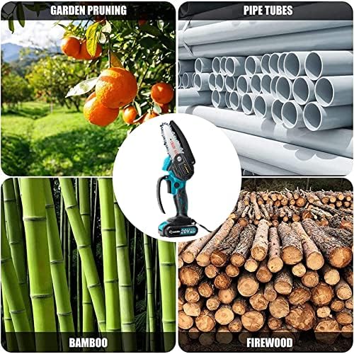 Saker Mini Chainsaw,Portable Electric Cordless Chainsaw,Battery Powered,Small Power Handheld Chain Saws Pruning Shears for Tree Branches,Courtyard and Garden(2PCS 20VBatteries&3 PCS Chains Blue) - Image 8