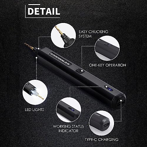 ARROWMAX Mini Electric Drill 15 in 1 with Benchtop Press, Cordless, LED Lights, Needle Vise Hand Drill Kit, 10 HSS Drill bits, 3/32-Inch Keyless Chuck, Variable Direction (SDS MINI PLUS),Black - Image 2